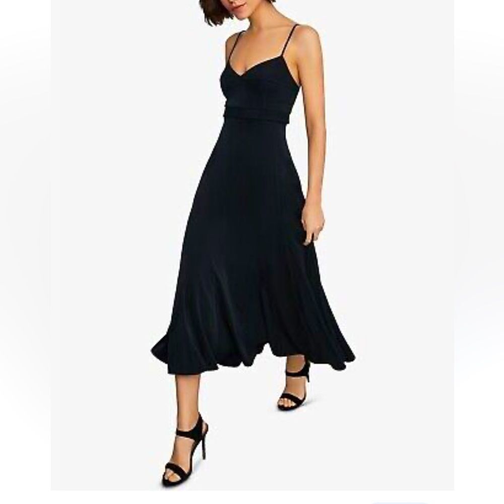 NWT BCBGMAXAZRIA  Low-luster satin Midi Dress - Beautiful!! Zip Back  Si…